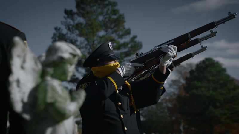 SERGEANT-AT-ARMS: Ready! Aim! Pull! - (GUNSHOTS ECHO)