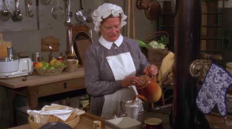 She always has it on a tray in bed