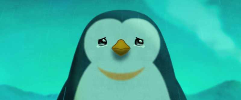 She held her baby penguin tight