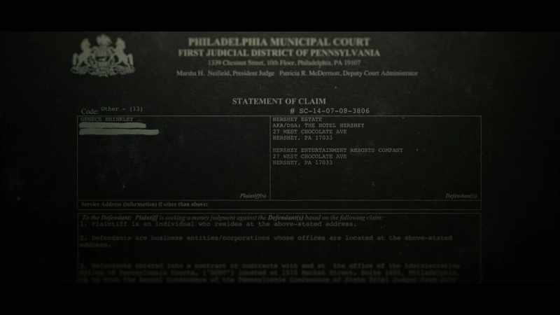 She sued the Hershey Hotel for $15,000