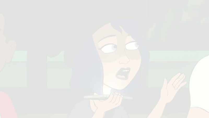 She's bathed in an eerie glow that illuminates