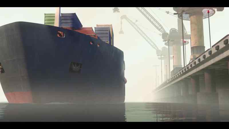 [ship horn sounds]