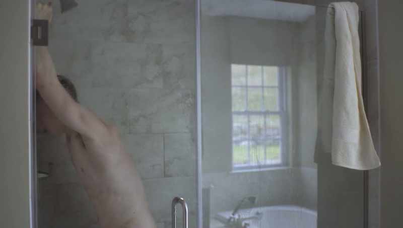 [shower running] - [breathing heavily]