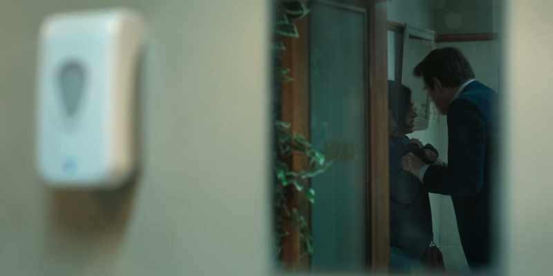 Shut your mouth! - [stall door opens]