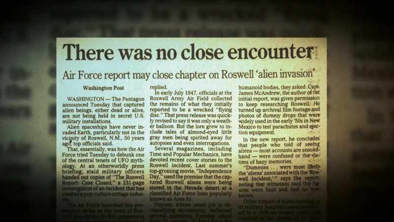 Since Roswell, they're never ending litany