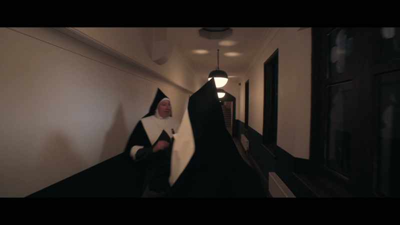 Sister Mary Loquacious has him in room three