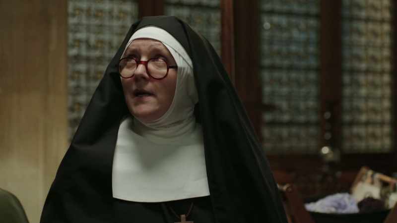 Sister Peter takes it for her knitting patterns