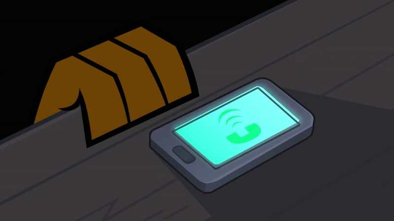 (Snaps fingers, phone beeps on)