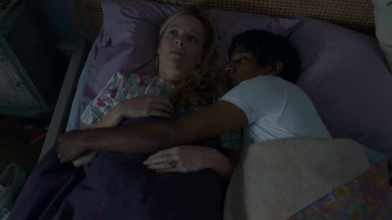 [Snoring softly]