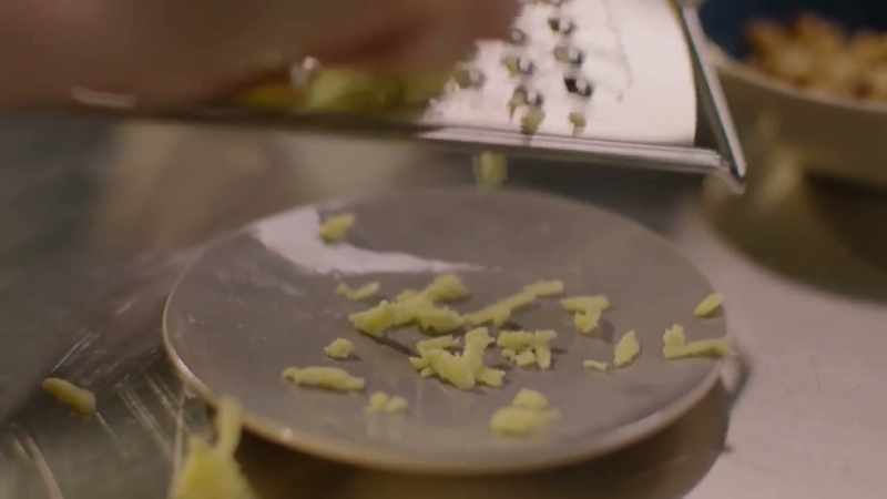 So, coarsely grate some ginger out onto a plate