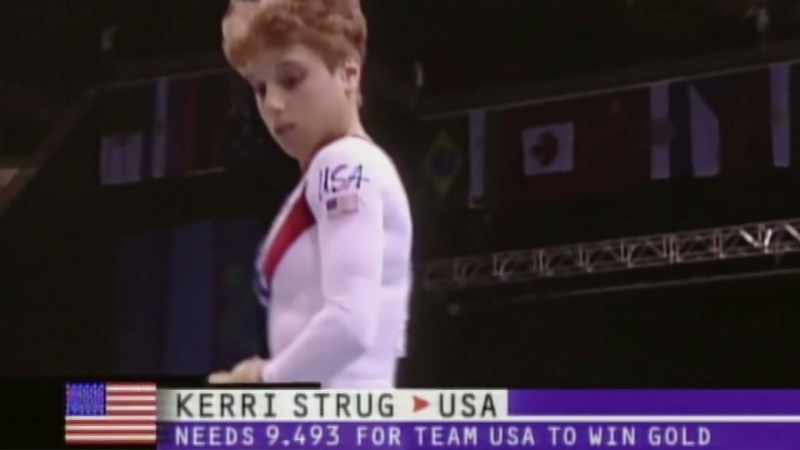 So, Kerri Strug, if she can score 9.493
