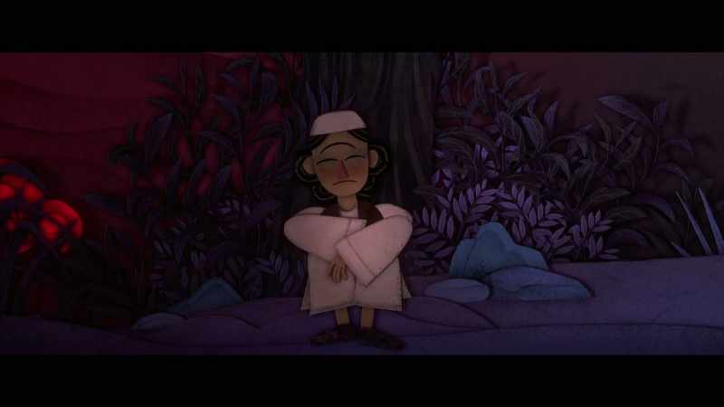 'So the boy hid behind the tree and he waited for courage.'