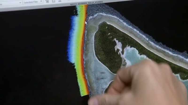 So, the colored stuff you're seeing here is the asv bathymetry