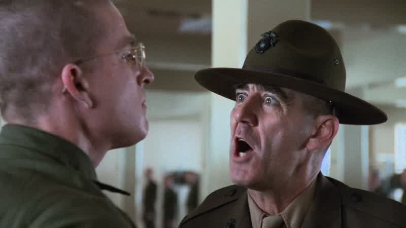 Sir yes sir Private joker why did you join my corpsSir to kill sir So you're a killerSir yes sir Let me see your war faceSir You've got a war faceThat's a war face Now let me see your war faceBullshit