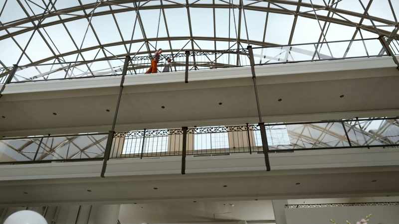 Something about your dress in the atrium light, which