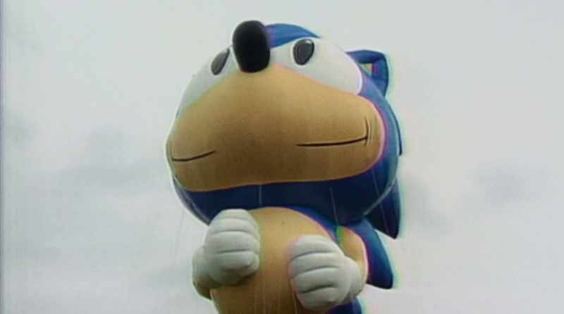 Sonic the Hedgehog hit a utility pole