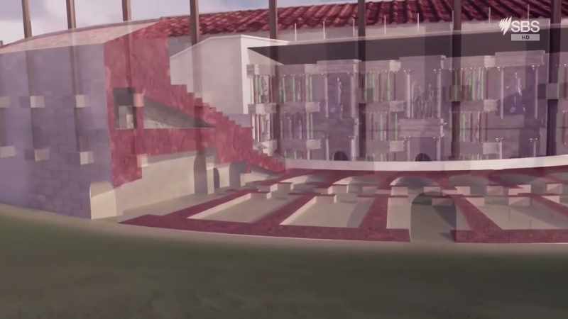 space created by self-supporting, semi-circular vaults