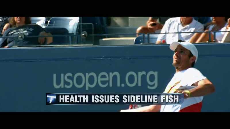 [sportscaster] Mardy Fish, who was scheduled to face Roger Federer