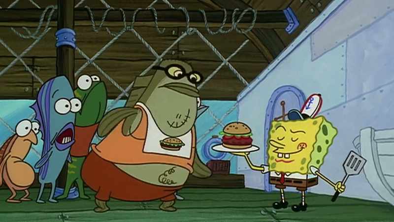 Squarepants made a second Krabby Patty