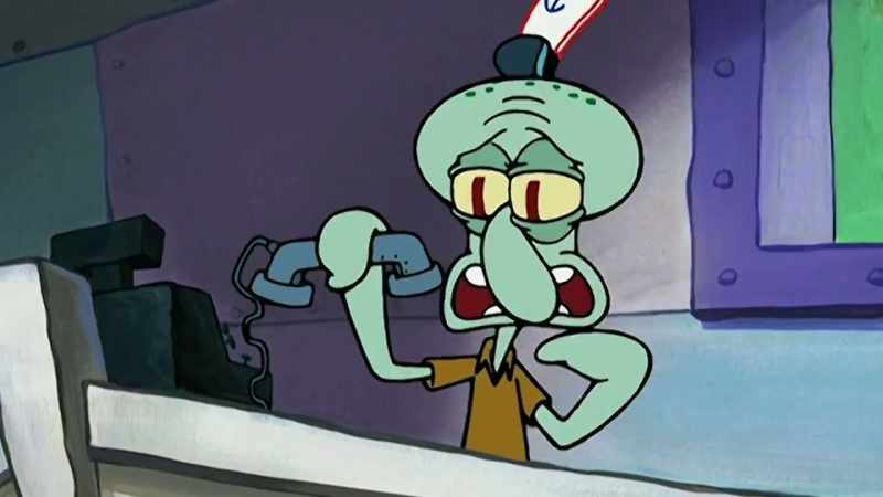 Squidward was already pretty jumpy when the phone rang