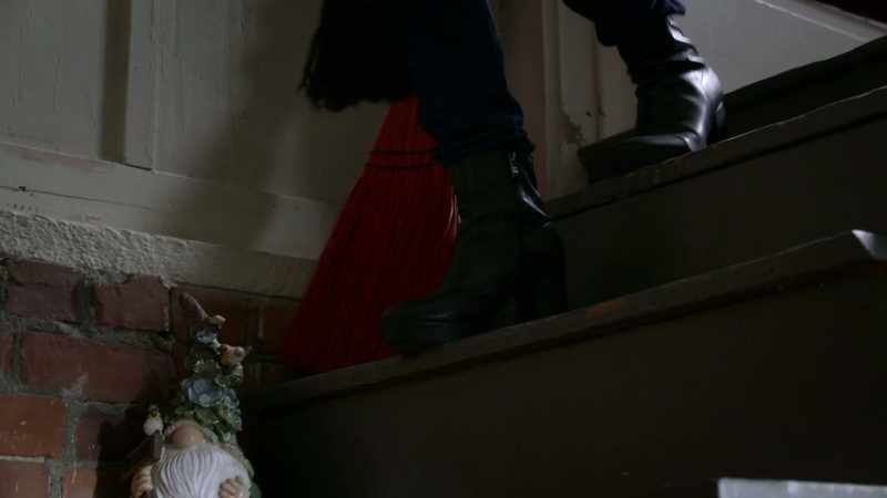 (stairs squeaking) (brush scratching)
