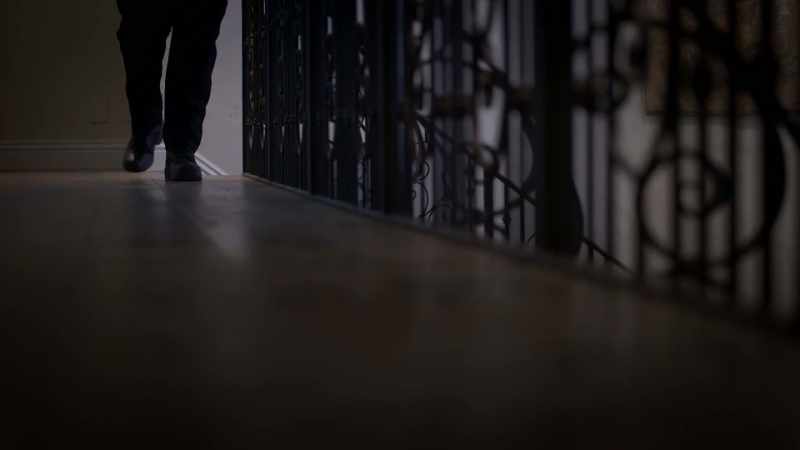 [steps approaching]