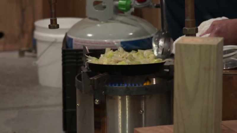 Stirring up my cabbage, it's falling out on the ground
