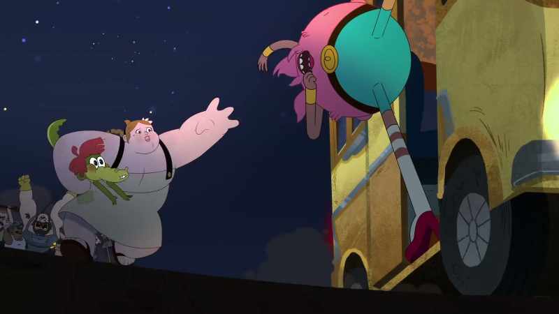 [straining] Take my hand! -[suspenseful music playing]