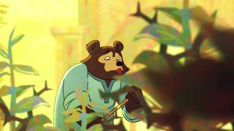 [strains, grunts]