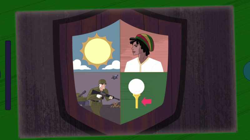Sun, man, soldier, golf?