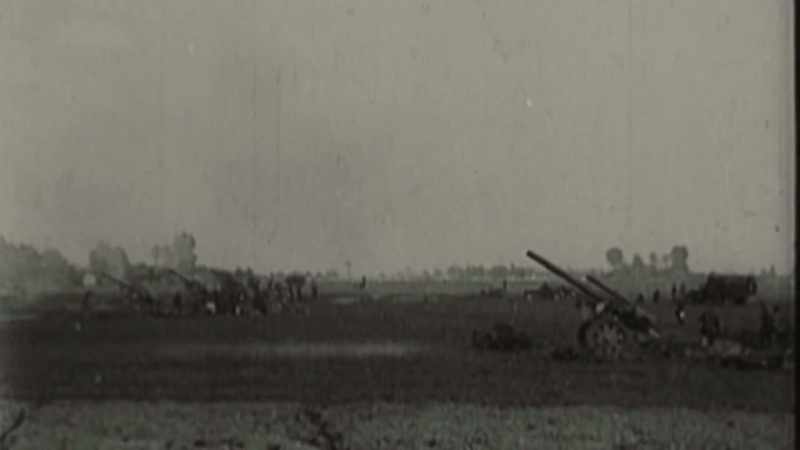 (suspenseful music) (artillery booms)