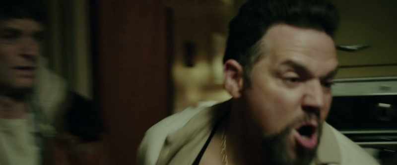 Swaino's old man, he runs in, throws Swaino off