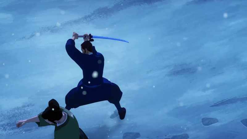 [swords clanging]