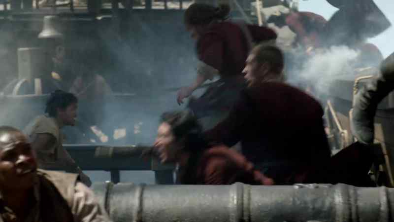 [swords clashing]