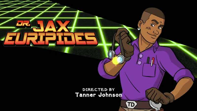 Teddy plays Dr. Jax Euripides, expert in quantum mechanics