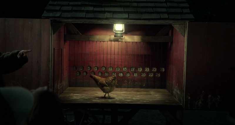 Test that chicken's brain. -[clucking]