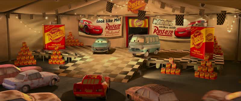 Thanks to you Lightning we had a banner yearWe might clear enough to buy you some headlightsYou saying he doesn't have headlightsThat's what I'm telling ya They're stickersWell you know racecars don't