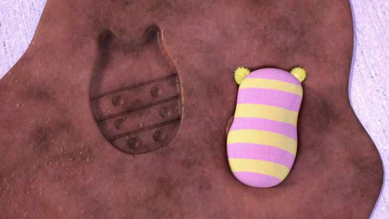 That hole in the mud is shaped like another stuffed Pillbug