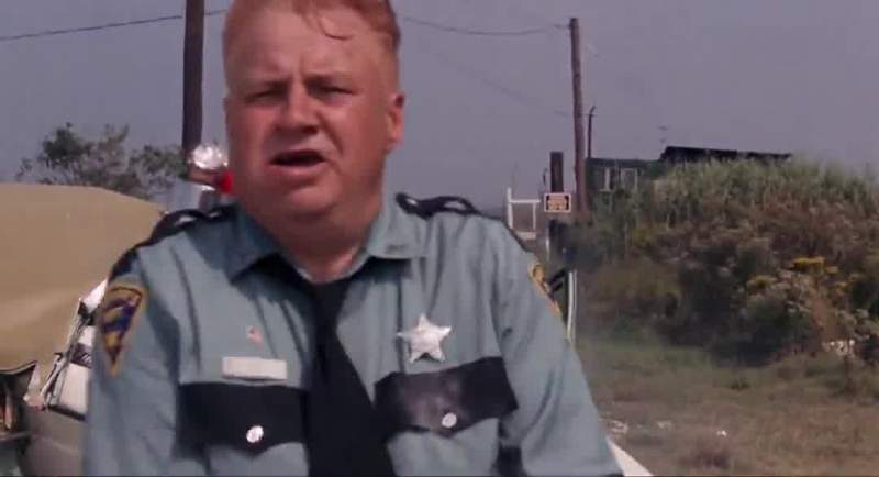 That look like a boat stuck in the Sheriff's car there