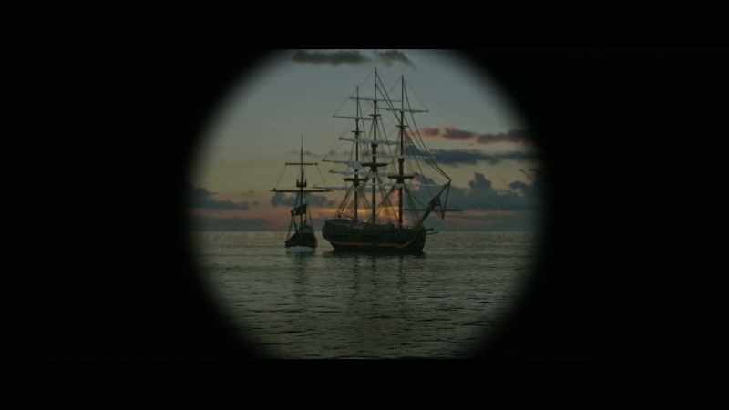That small sloop, she's flying the black