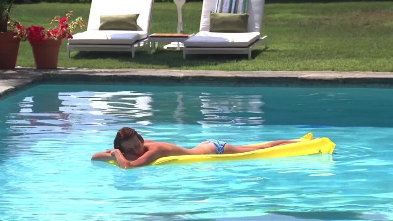 That's Stephanie in the swimming pool