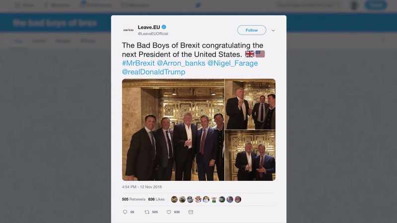 THE BAD BOYS OF BREXIT CONGRATULATE
