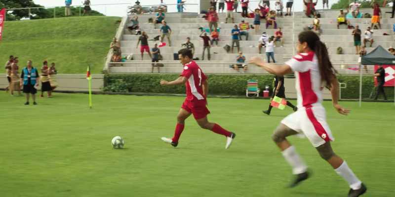 The ball was passed wide and the Tonga winger