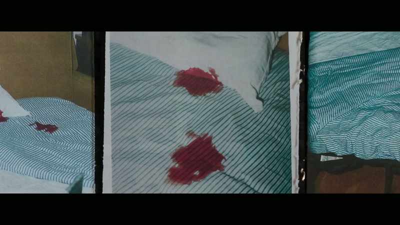 The blood went over his shoulder and down his side