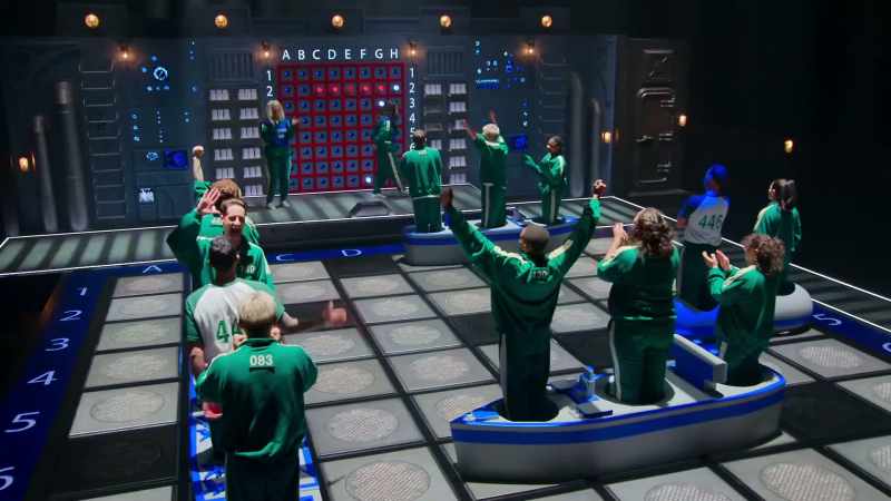 The blue team has sunk their first ship