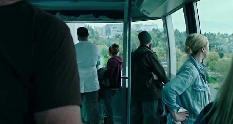 The cabin will swing as it passes the tower