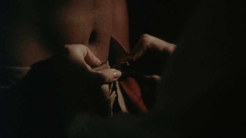 The camera pans up from a fragmented body part