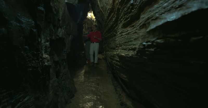 The cavern's mining rough will reveal garnets