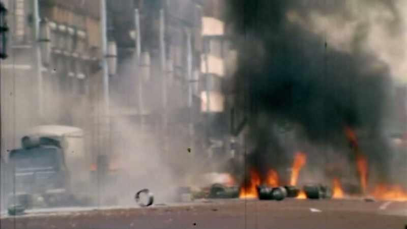 The center of Belfast again, a massive bomb explodes