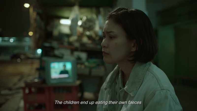 The children end up eating their own faeces